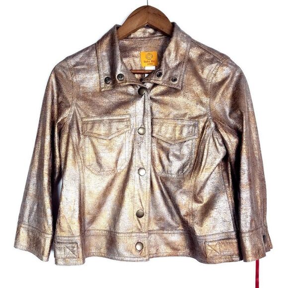 NEW NWT Ruby Rd. Tribal Reviva Multi Metallic Gold Glitter Jacket Size 6P - Picture 5 of 9